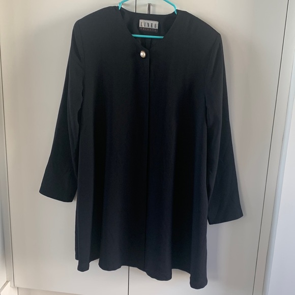 Lines Private vintage 90s style long collarless long blazer - Picture 3 of 7